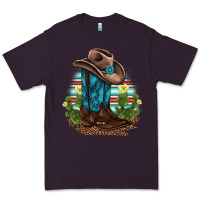 Plum western boots and hat cactus leopard serape pattern Premium Tee - BarkalooDesign