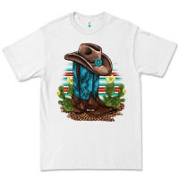 White western boots and hat cactus leopard serape pattern Premium Tee - BarkalooDesign