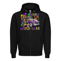 Black happy mardi gras truck Zipper Hoodie - CowGirlArtShop