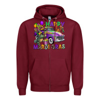 Burgundy happy mardi gras truck Zipper Hoodie - CowGirlArtShop