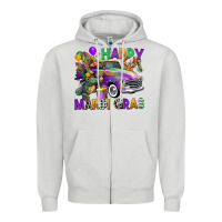 Dove Grey happy mardi gras truck Zipper Hoodie - CowGirlArtShop