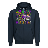 Navy happy mardi gras truck Zipper Hoodie - CowGirlArtShop