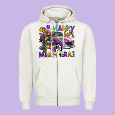 Happy Mardi Gras Truck Zipper Hoodie Designed By Cowgirlartshop