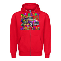 Red happy mardi gras truck Zipper Hoodie - CowGirlArtShop