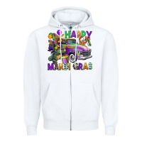 White happy mardi gras truck Zipper Hoodie - CowGirlArtShop