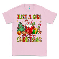 Bubblegum Pink just a girl who loves christmas Classic Tee - MaliasSmallBusiness