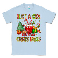 Dusty Blue just a girl who loves christmas Classic Tee - MaliasSmallBusiness