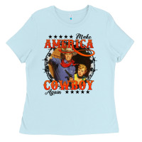 Baby Blue make america cowboy again Ladies Tee - AdoDesignShop