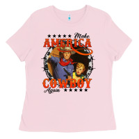 Bubblegum Pink make america cowboy again Ladies Tee - AdoDesignShop