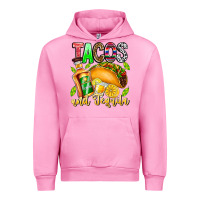 Fuchsia Pink Tacos And Tequila Urban Hoodie - CowhideDigitalArt