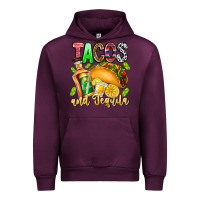 Mauve Wine Tacos And Tequila Urban Hoodie - CowhideDigitalArt