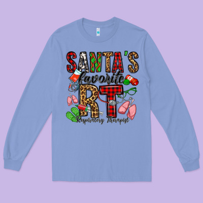 Santa's Favorite Rt Respiratory Therapist Long Sleeve Tee Designed By Jasminsmagicworld