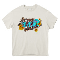 Cream western cowgirl and sunflower with hat and cowhide leopard Heavy Core Tee - Artiststas