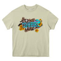 Mossy western cowgirl and sunflower with hat and cowhide leopard Heavy Core Tee - Artiststas