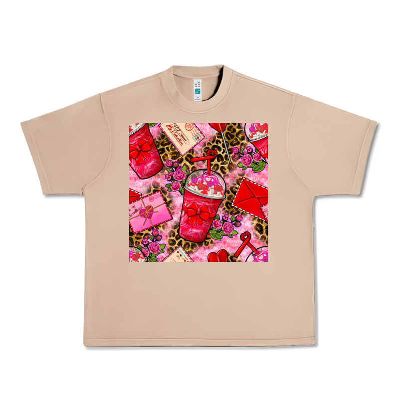 Valentines Day Coffee Cups And Love Letter With Xoxo And Leopard Seaml Urban Heavy Tee by BundleAndBundleShop | Teevron