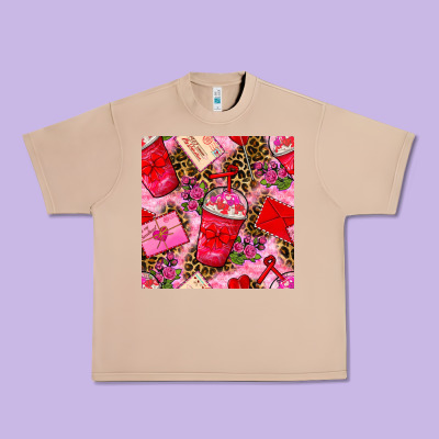 Valentines Day Coffee Cups And Love Letter With Xoxo And Leopard Seaml Urban Heavy Tee Designed By Bundleandbundleshop