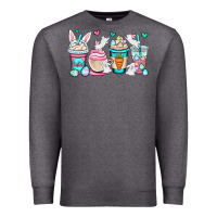 Charcoal Heather Easter bunnies coffee cups Premium Sweatshirt - OliviaCreatesArt