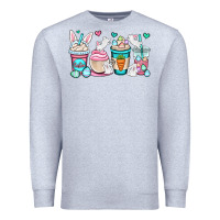 Heather Grey Easter bunnies coffee cups Premium Sweatshirt - OliviaCreatesArt
