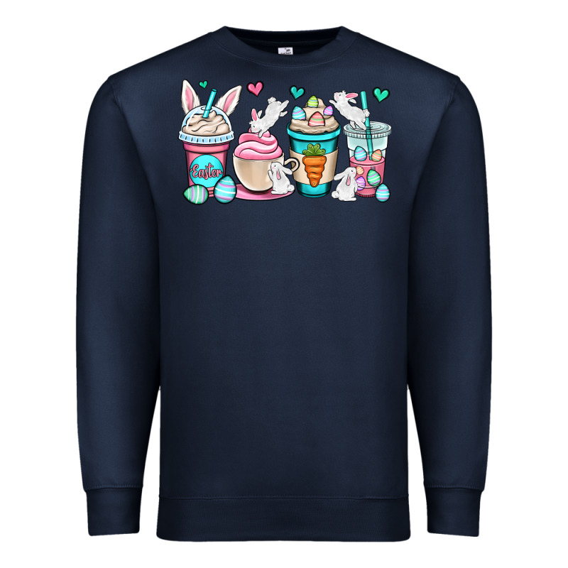 Easter Bunnies Coffee Cups Premium Sweatshirt by OliviaCreatesArt | Teevron