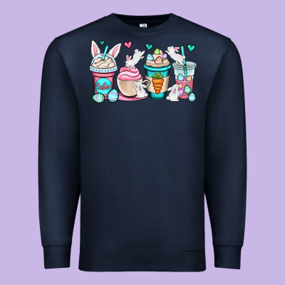 Easter Bunnies Coffee Cups Premium Sweatshirt Designed By Oliviacreatesart