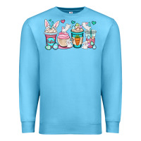 Ocean Blue Easter bunnies coffee cups Premium Sweatshirt - OliviaCreatesArt