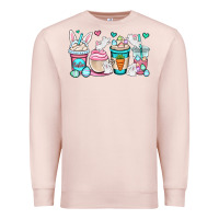 Pale Pink Easter bunnies coffee cups Premium Sweatshirt - OliviaCreatesArt