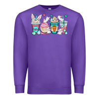 Purple Easter bunnies coffee cups Premium Sweatshirt - OliviaCreatesArt