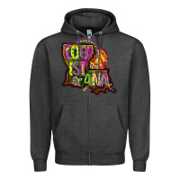 Charcoal Heather louisiana map Zipper Hoodie - CowGirlArtShop
