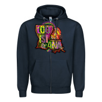 Navy louisiana map Zipper Hoodie - CowGirlArtShop