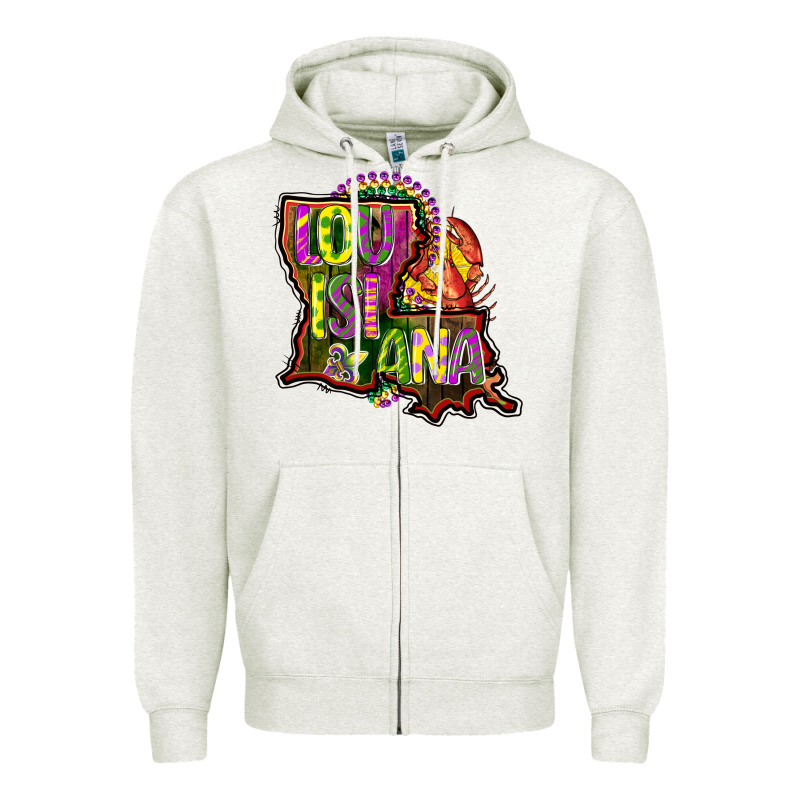 Louisiana Map Zipper Hoodie by CowGirlArtShop | Teevron