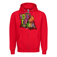 Red louisiana map Zipper Hoodie - CowGirlArtShop
