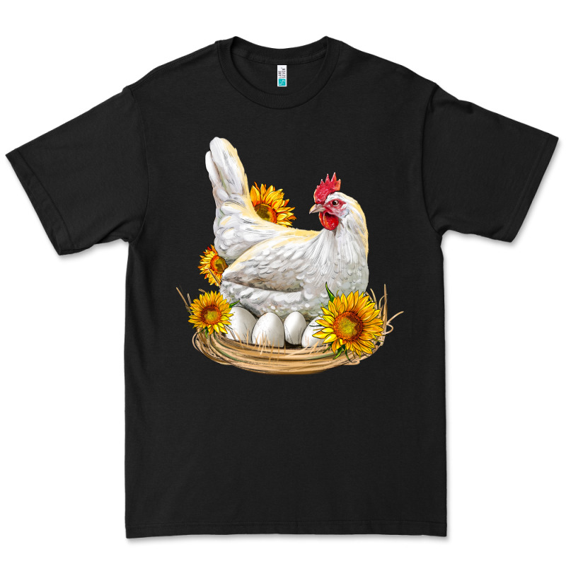 Perched Chicken With Sunflowers Premium Tee by LillyAllenDesigns | Teevron