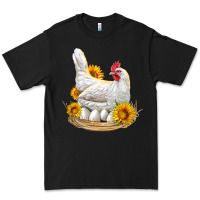 Black Perched Chicken With Sunflowers Premium Tee - LillyAllenDesigns
