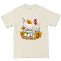 Bone Perched Chicken With Sunflowers Premium Tee - LillyAllenDesigns