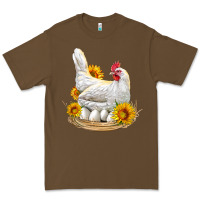 Cacao Perched Chicken With Sunflowers Premium Tee - LillyAllenDesigns