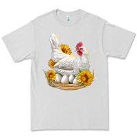 Dove Grey Perched Chicken With Sunflowers Premium Tee - LillyAllenDesigns
