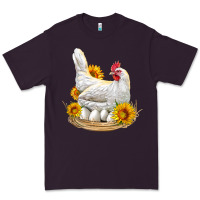 Plum Perched Chicken With Sunflowers Premium Tee - LillyAllenDesigns