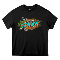 Black western cowboy and hat with cactus and cowhide Heavy Core Tee - Artiststas