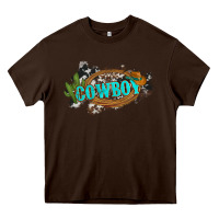 Chocolate Brown western cowboy and hat with cactus and cowhide Heavy Core Tee - Artiststas