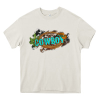 Cream western cowboy and hat with cactus and cowhide Heavy Core Tee - Artiststas