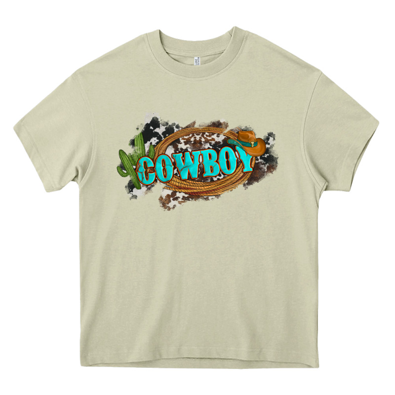Western Cowboy And Hat With Cactus And Cowhide Heavy Core Tee by Artiststas | Teevron
