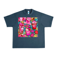 Midnight Navy valentines day with love coffee cups  seamless pattern bbs Urban Heavy Tee - BundleAndBundleShop