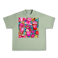 Oil Green valentines day with love coffee cups  seamless pattern bbs Urban Heavy Tee - BundleAndBundleShop