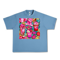 Pebble Blue valentines day with love coffee cups  seamless pattern bbs Urban Heavy Tee - BundleAndBundleShop