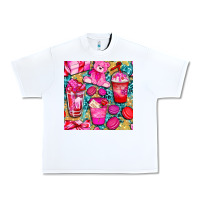 White valentines day with love coffee cups  seamless pattern bbs Urban Heavy Tee - BundleAndBundleShop