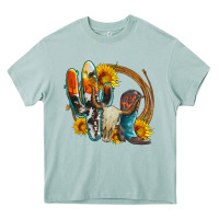 Arona western cactus bullskull and boots with sunflowers and serape leopard Heavy Core Tee - Artiststas