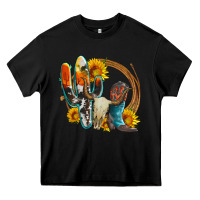 Black western cactus bullskull and boots with sunflowers and serape leopard Heavy Core Tee - Artiststas