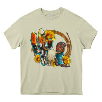 Mossy western cactus bullskull and boots with sunflowers and serape leopard Heavy Core Tee - Artiststas
