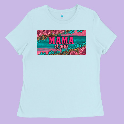 Pink Roses Mama Of Girls License Plate Ladies Tee Designed By Artiststas