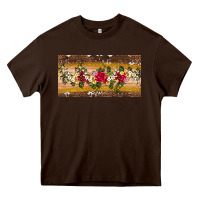 Chocolate Brown western  leopardfloral licanse plate Heavy Core Tee - Artiststas